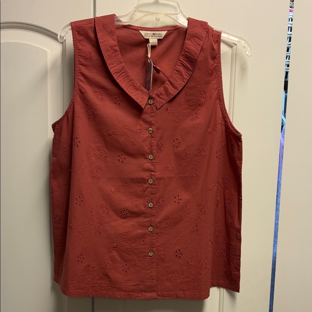 April Cornell Rust Sleeveless Blouse